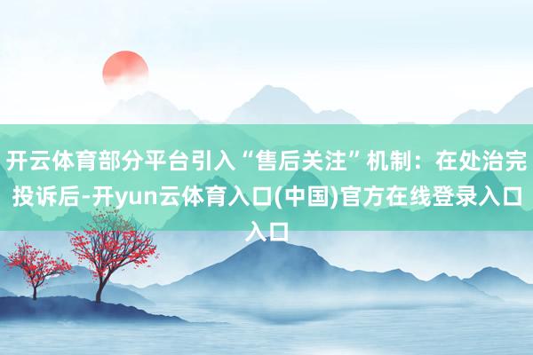 开云体育部分平台引入“售后关注”机制：在处治完投诉后-开yun云体育入口(中国)官方在线登录入口